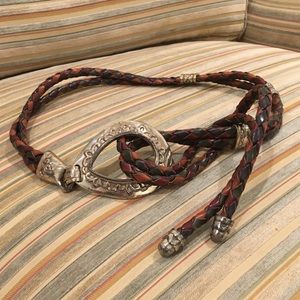 Vintage 90’s Braided Leather Belt with Metal Loop